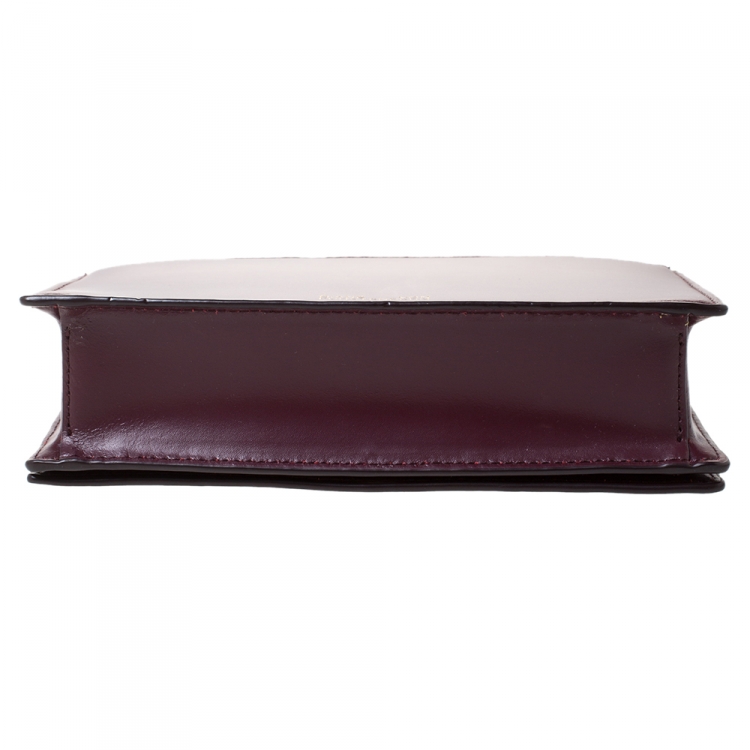 Pre Owned Diane von Furstenberg Burgundy Leather Flap Shoulder Bag