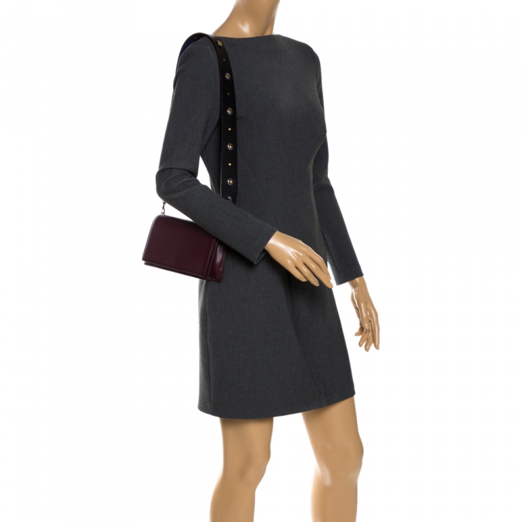 Pre Owned Diane von Furstenberg Burgundy Leather Flap Shoulder Bag