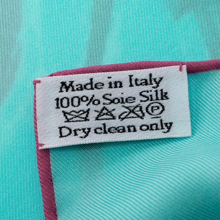 Pre Owned Dior Sky Blue Tulip Print Silk Square Scarf