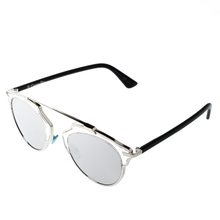 Pre Owned Dior Silver Mirrored APPDC So Real Round Sunglasses