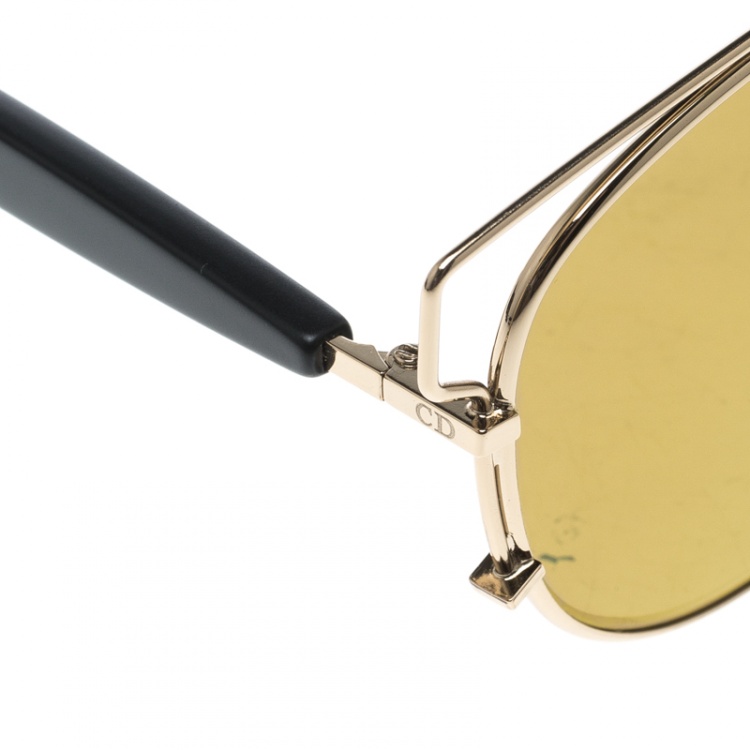 Pre Owned Dior Gold/Brown RHL 38 Technologic Aviator Sunglasses