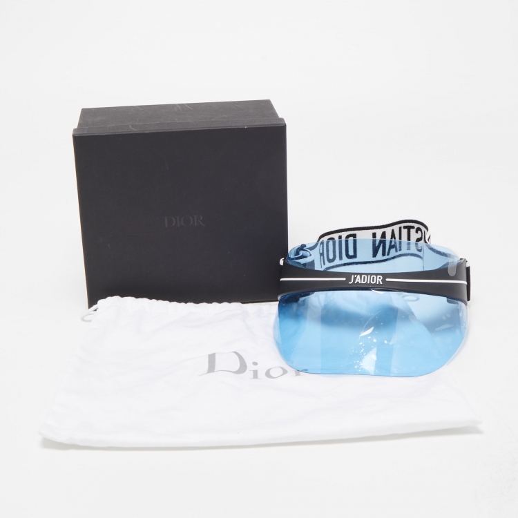 Pre Owned Dior White/Blue Mirrored Dior Club1 Sun Visor
