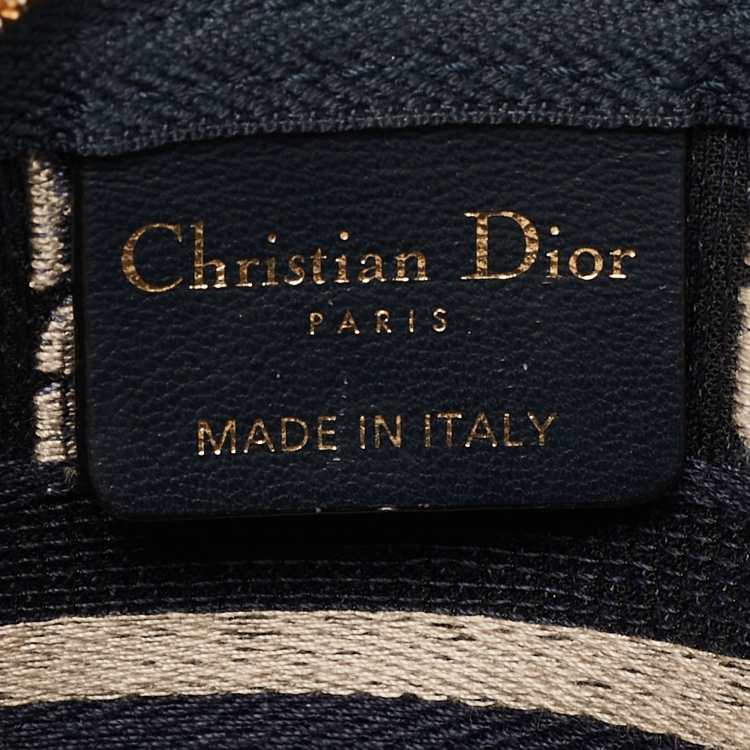 Pre Owned Dior Navy Blue/White Oblique Velvet Cosmetic Pouch