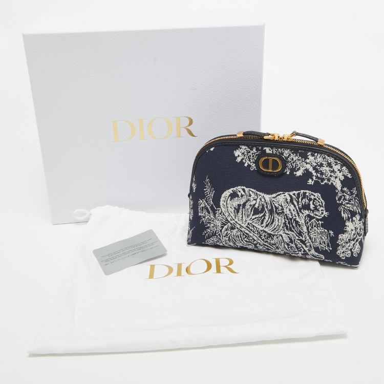 Pre Owned Dior Blue Toile de Jouy Reverse Jacquard Canvas 30 Montaigne Cosmetic Pouch