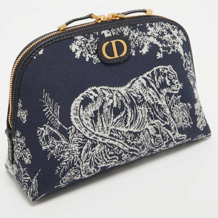 Pre Owned Dior Blue Toile de Jouy Reverse Jacquard Canvas 30 Montaigne Cosmetic Pouch