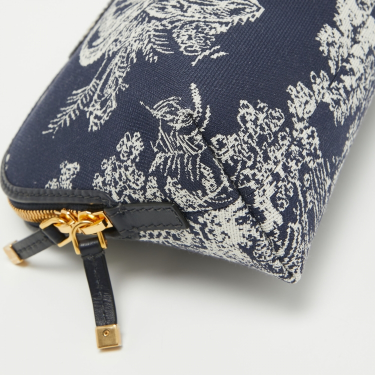 Pre Owned Dior Blue Toile de Jouy Reverse Jacquard Canvas 30 Montaigne Cosmetic Pouch