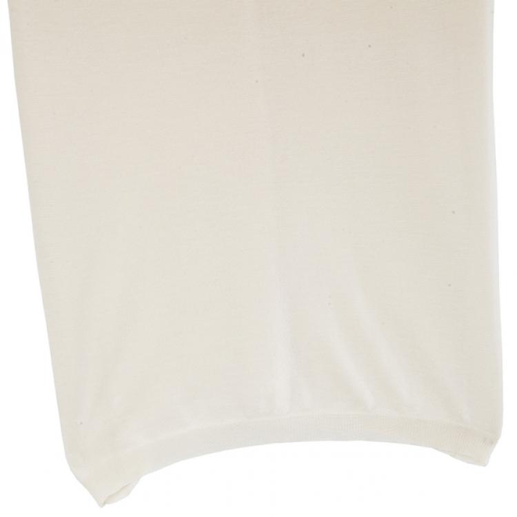 Pre Owned Dior White Embellshed Neckline Top M