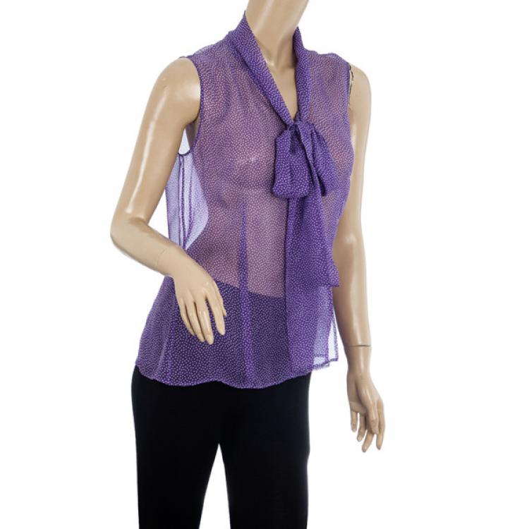 Pre Owned Dior Chiffon Scarf Top M