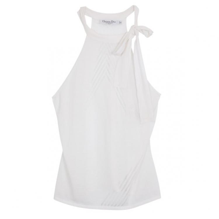Pre Owned Christian Dior White Sleeveless Blouse
