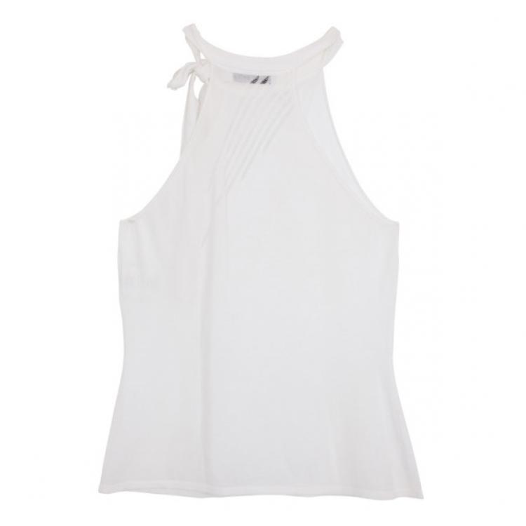 Pre Owned Christian Dior White Sleeveless Blouse