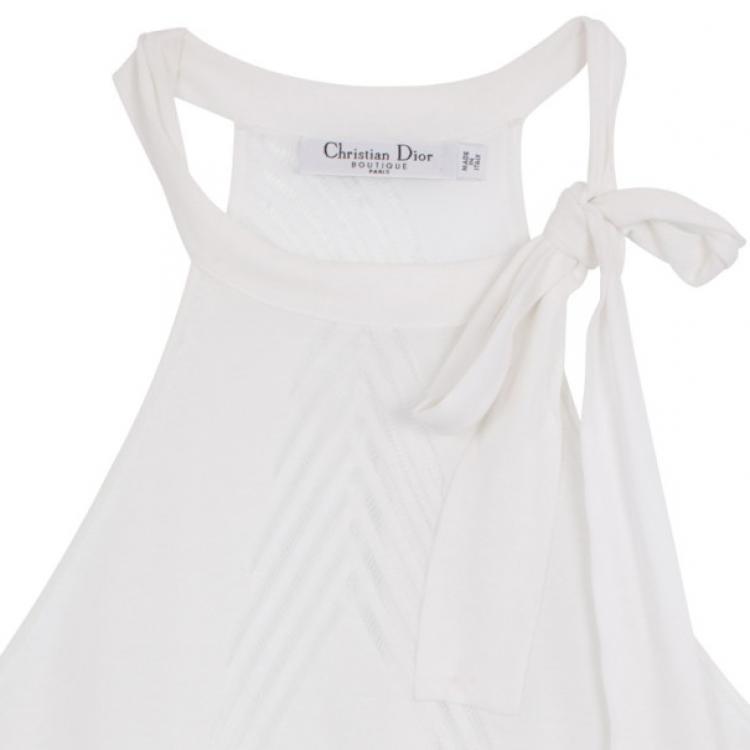 Pre Owned Christian Dior White Sleeveless Blouse