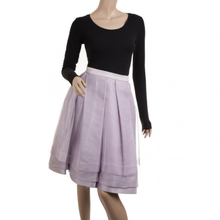 Pre Owned Dior Purple Tulle Flared Skirt M