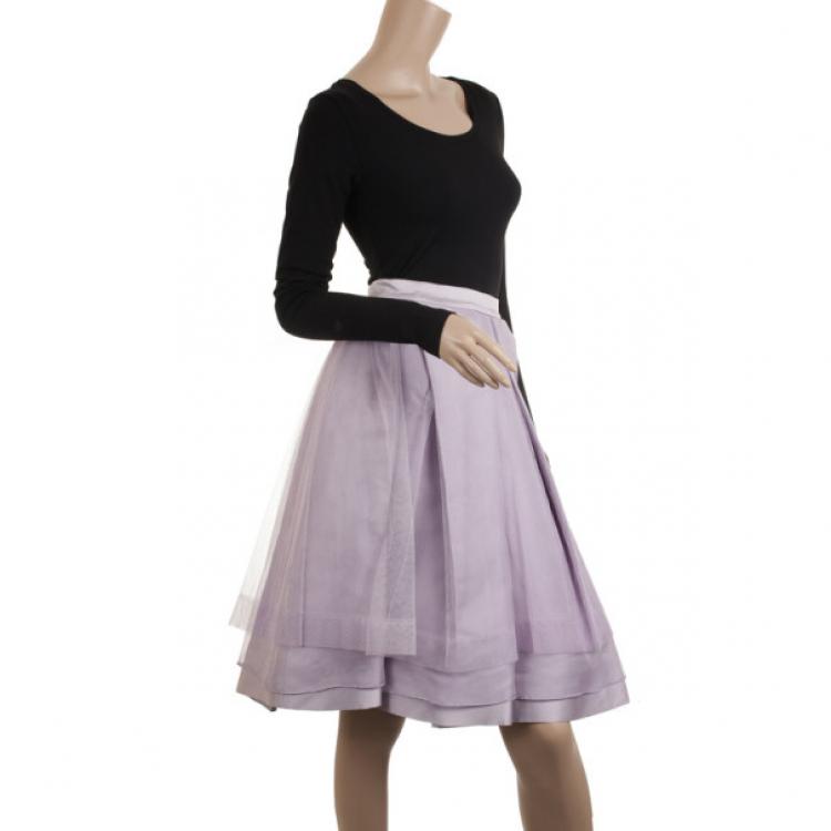 Pre Owned Dior Purple Tulle Flared Skirt M