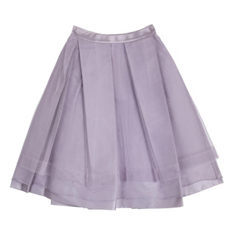 Pre Owned Dior Purple Tulle Flared Skirt M