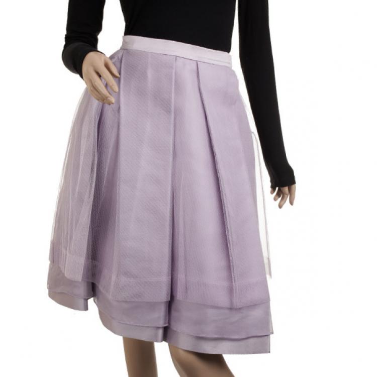 Pre Owned Dior Purple Tulle Flared Skirt M