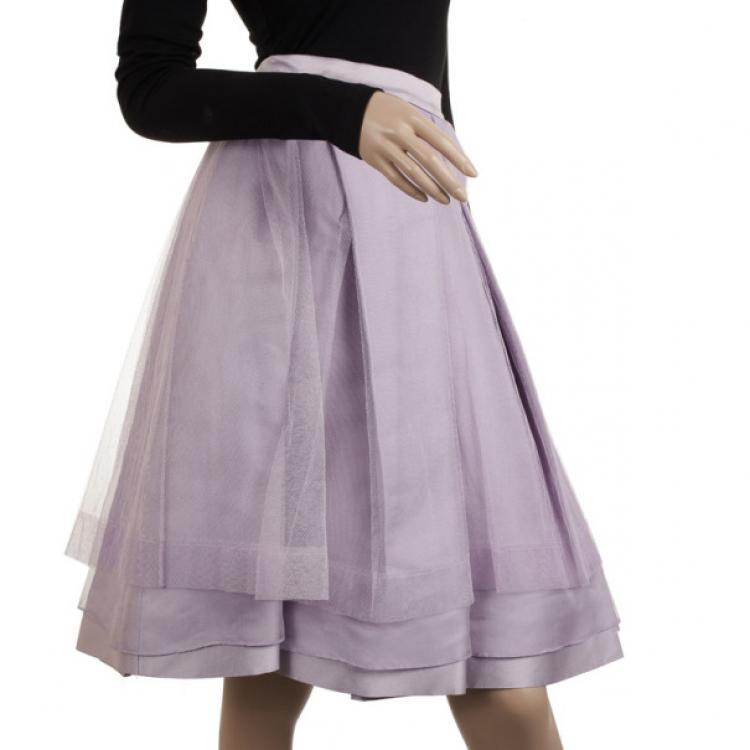 Pre Owned Dior Purple Tulle Flared Skirt M