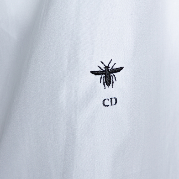 Pre Owned Dior White Cotton Bee Embroidered Sleeveless Blouse S