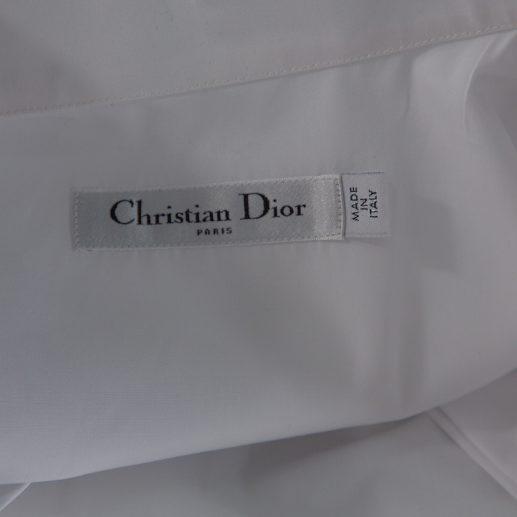 Pre Owned Dior White Cotton Bee Embroidered Sleeveless Blouse S