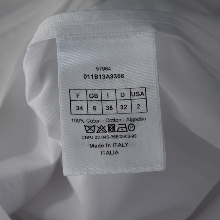 Pre Owned Dior White Cotton Bee Embroidered Sleeveless Blouse S