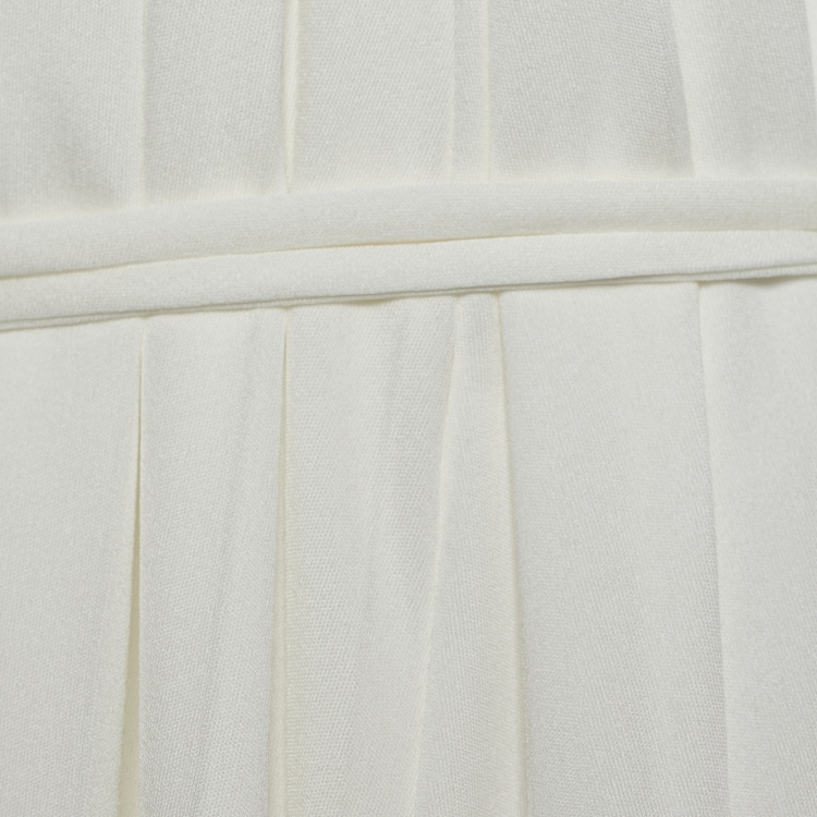Pre Owned Dior White Knit Pleated Flared Dress S