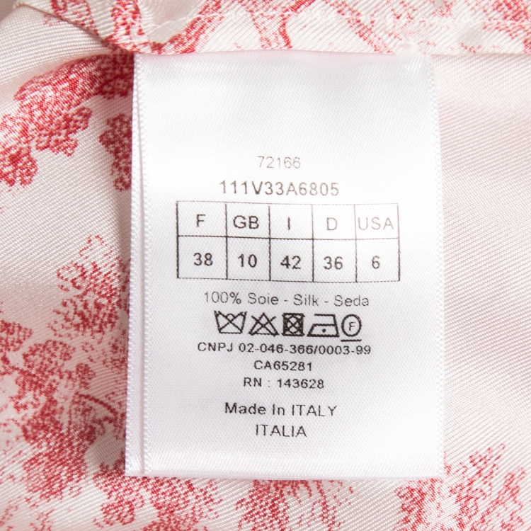 Pre Owned Dior Red Toile de Jouy Motif Silk Chez Moi Pajama Set M