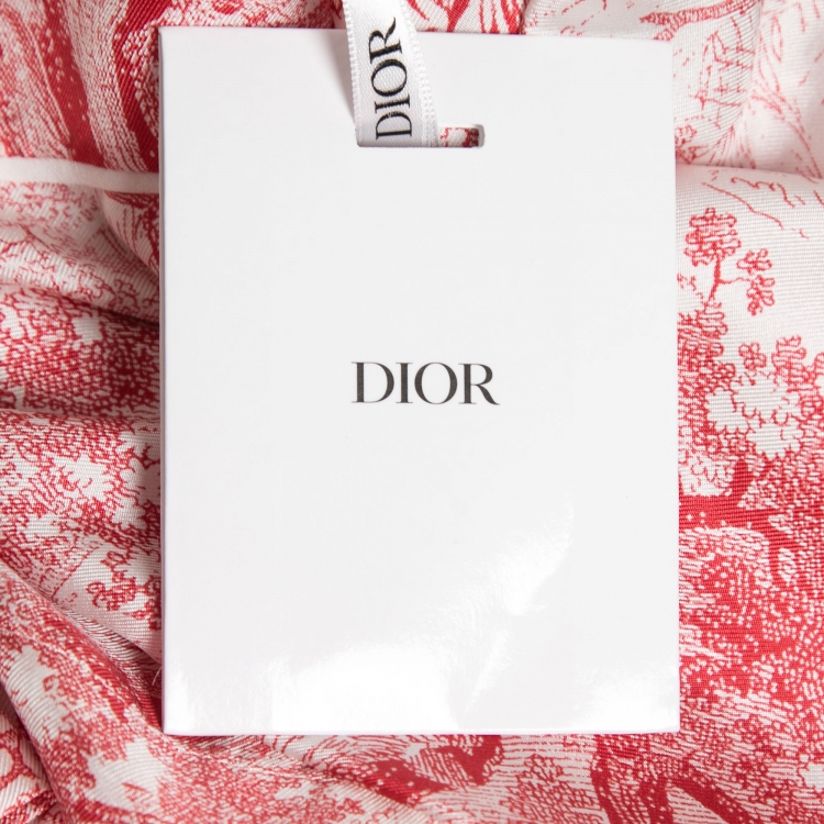 Pre Owned Dior Red Toile de Jouy Motif Silk Chez Moi Pajama Set M
