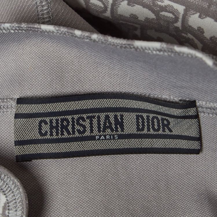Pre Owned Dior Grey Monogram Knit Zipper Mini Dress S