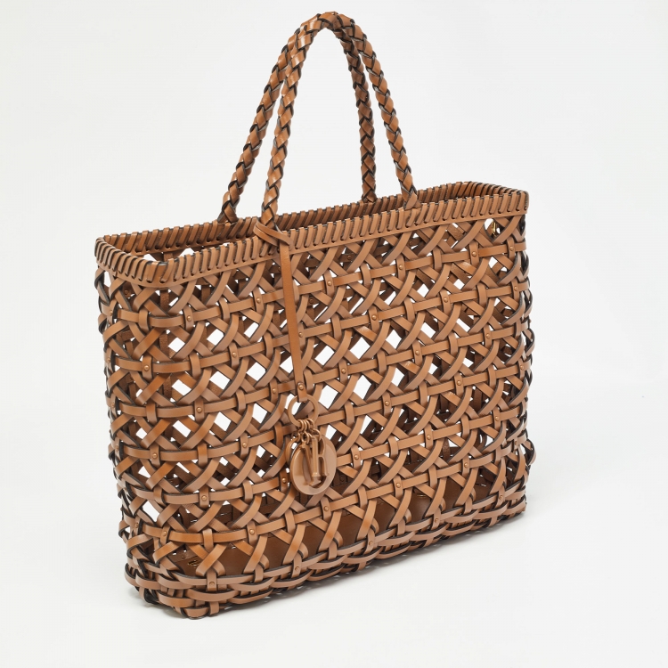 Pre Owned Dior Brown Woven Leather DiorCabas Tote 