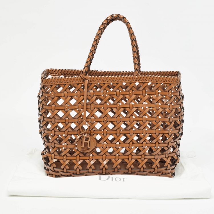 Pre Owned Dior Brown Woven Leather DiorCabas Tote 