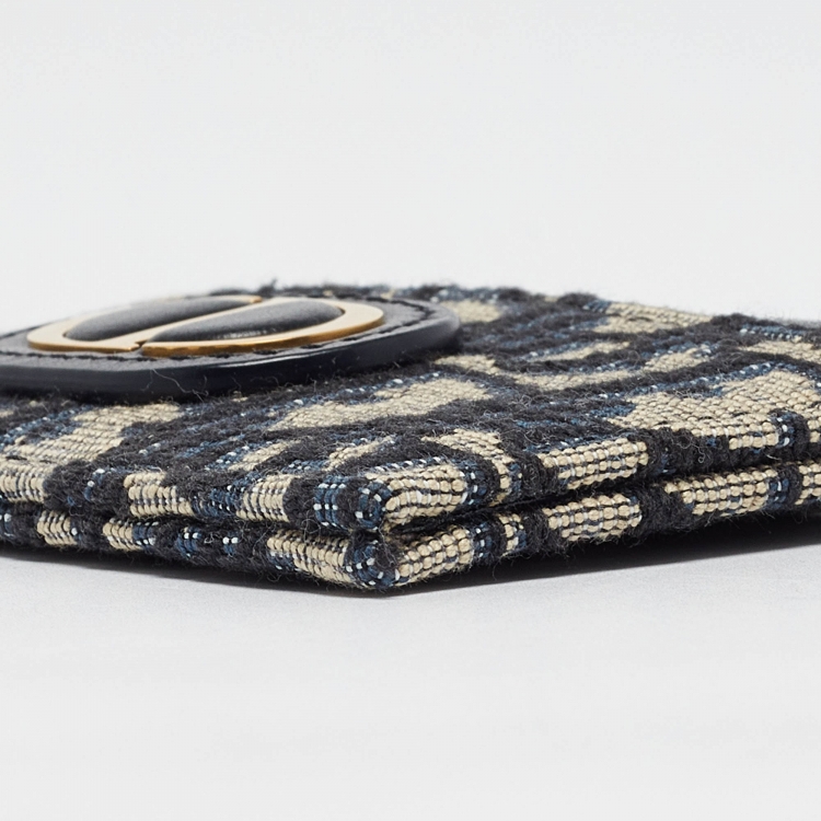Pre Owned Dior Blue Oblique Jacquard Canvas 30 Montaigne Freesia Card Holder
