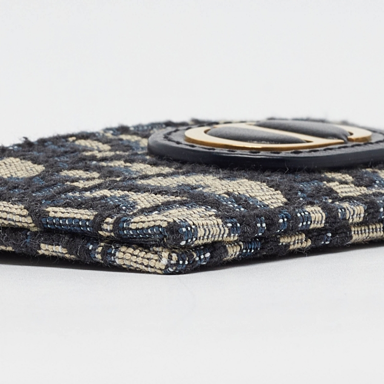 Pre Owned Dior Blue Oblique Jacquard Canvas 30 Montaigne Freesia Card Holder