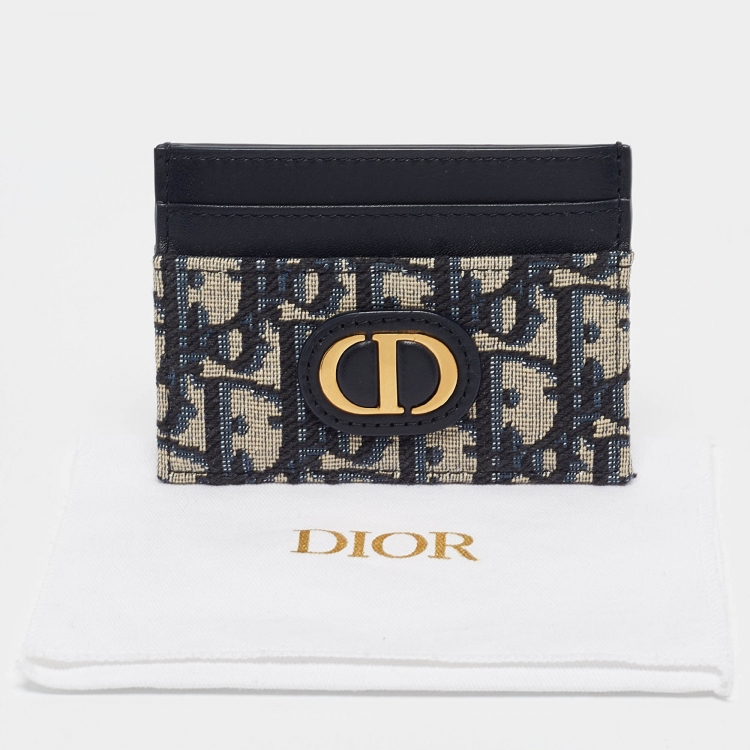 Pre Owned Dior Blue Oblique Jacquard Canvas 30 Montaigne Freesia Card Holder