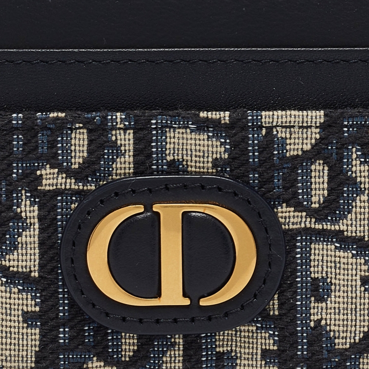 Pre Owned Dior Blue Oblique Jacquard Canvas 30 Montaigne Freesia Card Holder