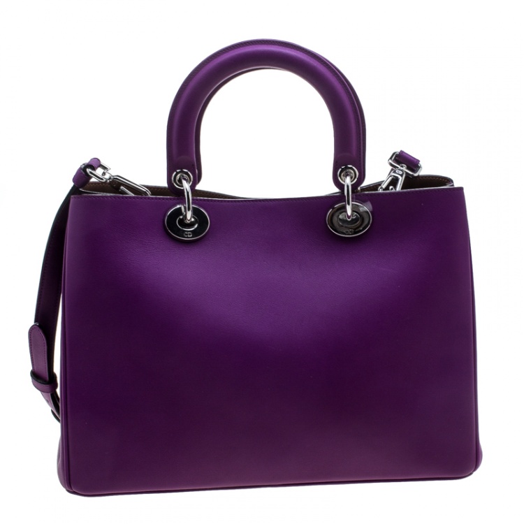 Pre Owned Dior Purple Leather Medium Diorissimo Shopper Tote