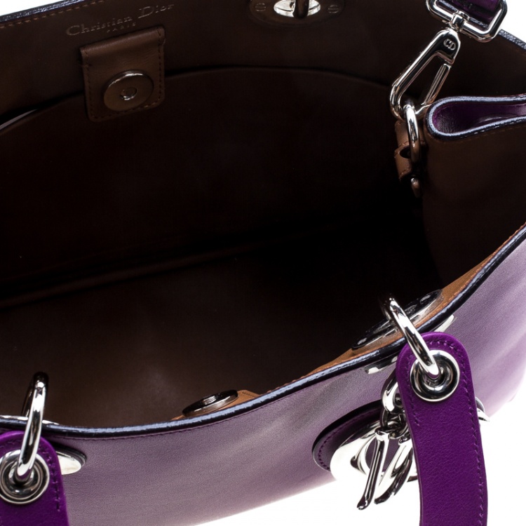 Pre Owned Dior Purple Leather Medium Diorissimo Shopper Tote