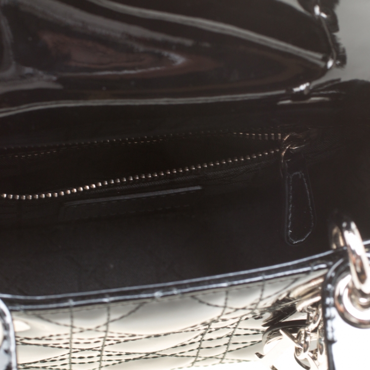 Pre Owned Dior Black Patent Leather Mini Lady Dior Top Handle Bag