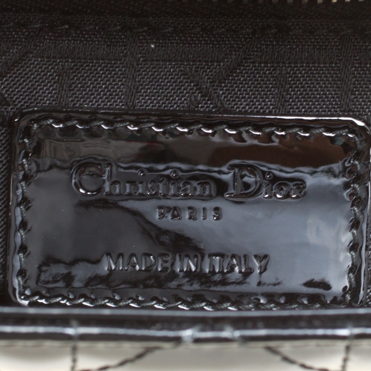 Pre Owned Dior Black Patent Leather Mini Lady Dior Top Handle Bag