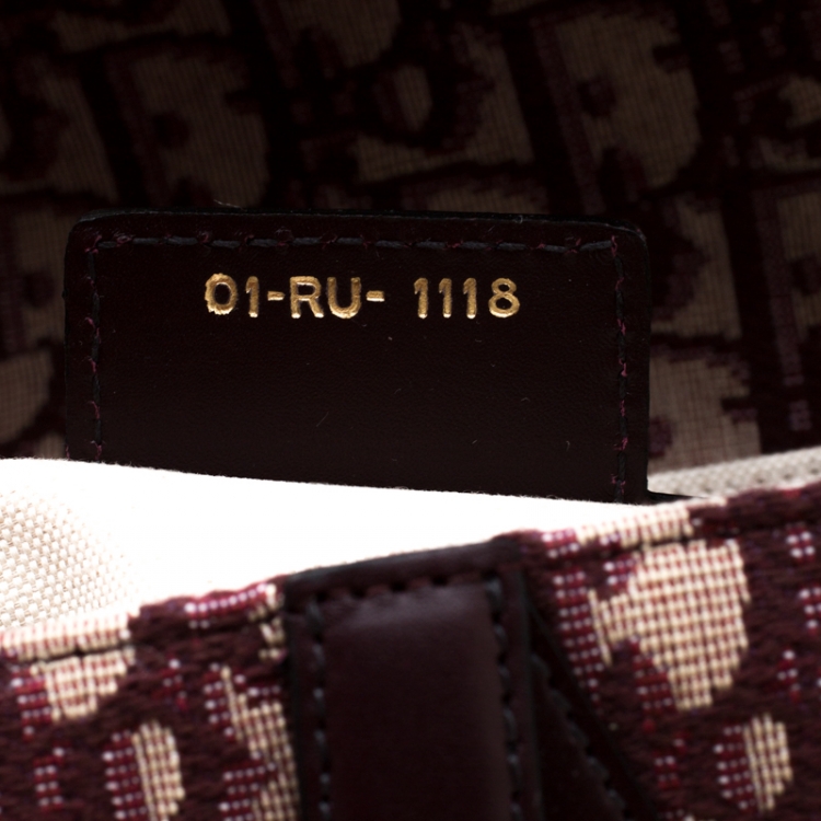 Pre Owned Dior Maroon Canvas and Leather Mini Saddle Bag