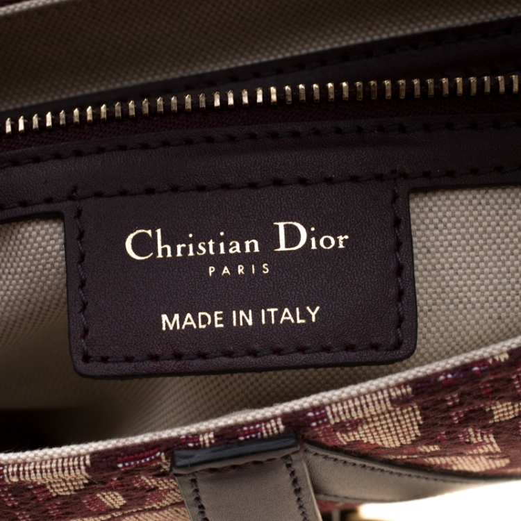 Pre Owned Dior Maroon Canvas and Leather Mini Saddle Bag