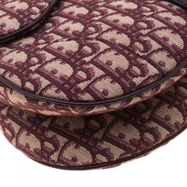 Pre Owned Dior Maroon Canvas and Leather Mini Saddle Bag