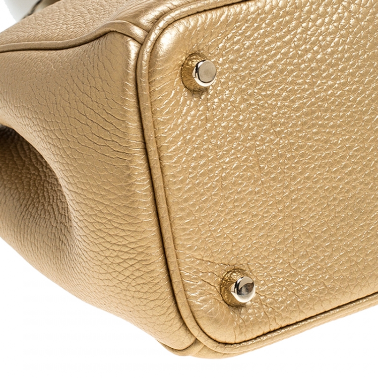 Pre Owned Dior Gold Leather and Python Medium Diorissimo Shopper Tote