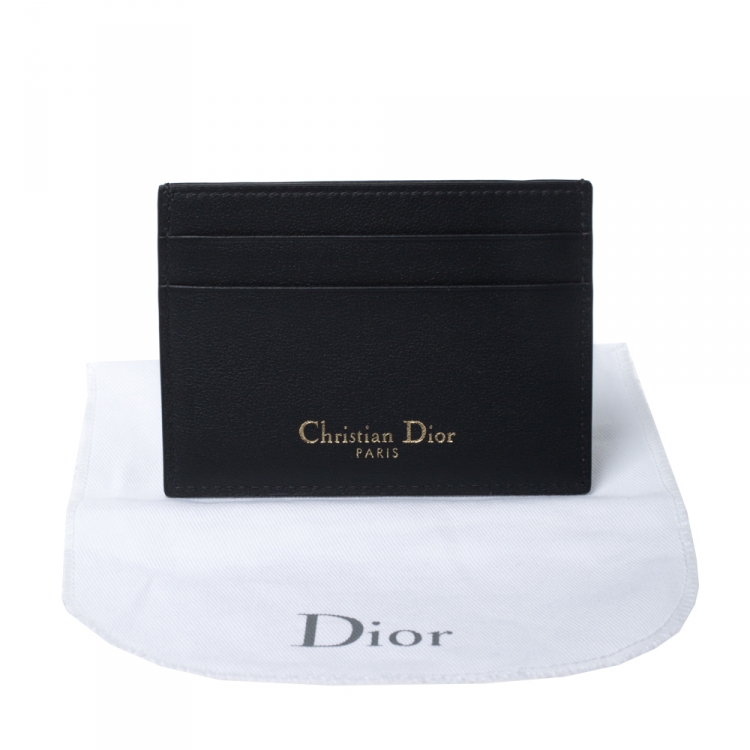 Pre Owned Dior Black Oblique Jacquard Canvas and Leather Card Holder