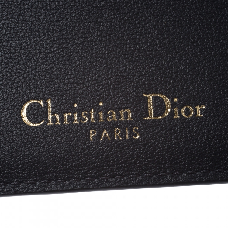 Pre Owned Dior Black Oblique Jacquard Canvas and Leather Card Holder