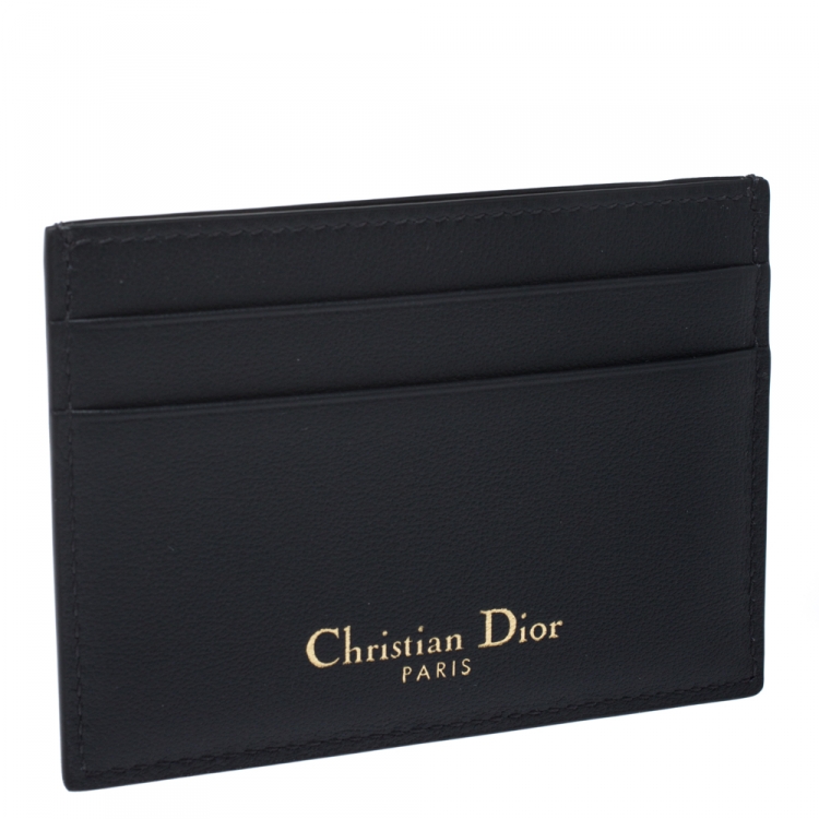 Pre Owned Dior Black Oblique Jacquard Canvas and Leather Card Holder