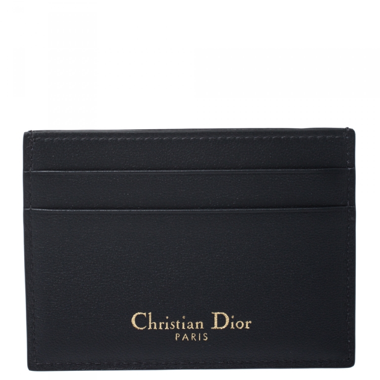 Pre Owned Dior Black Oblique Jacquard Canvas and Leather Card Holder