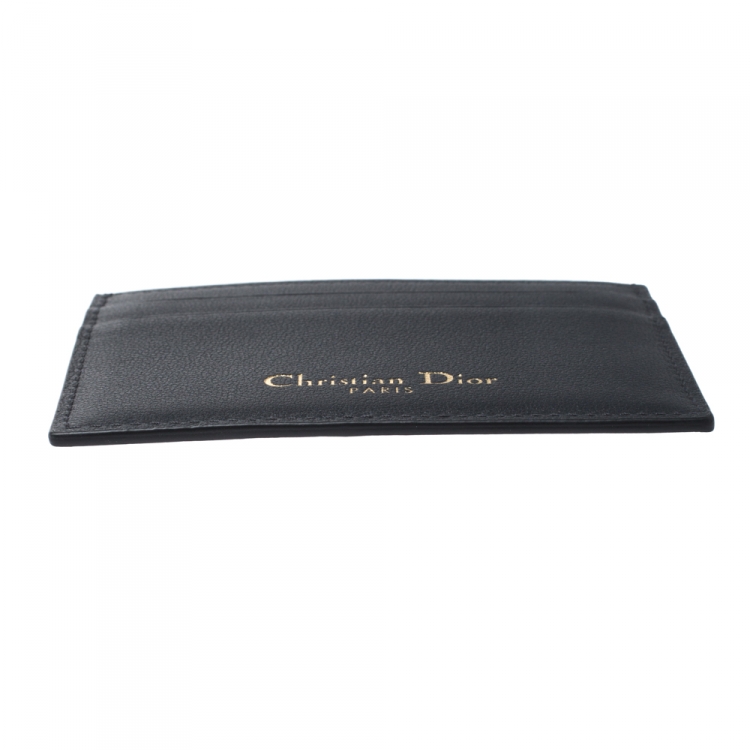 Pre Owned Dior Black Oblique Jacquard Canvas and Leather Card Holder