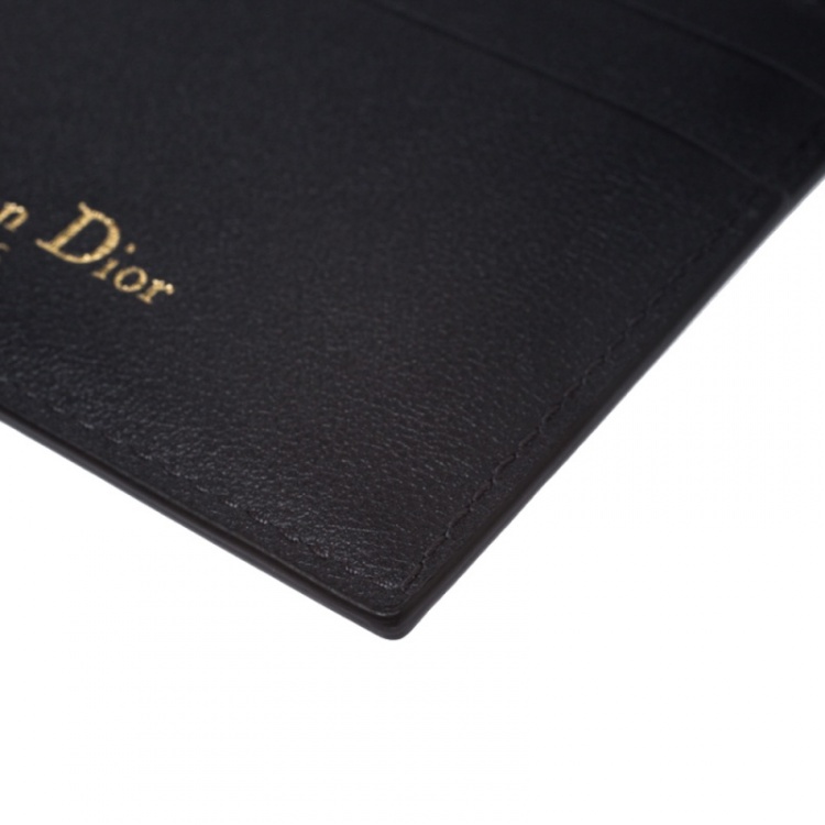 Pre Owned Dior Black Oblique Jacquard Canvas and Leather Card Holder
