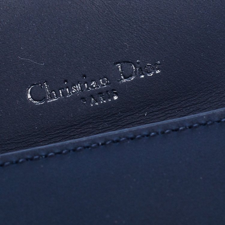 Pre Owned Dior Navy Blue Leather Saddle Wallet