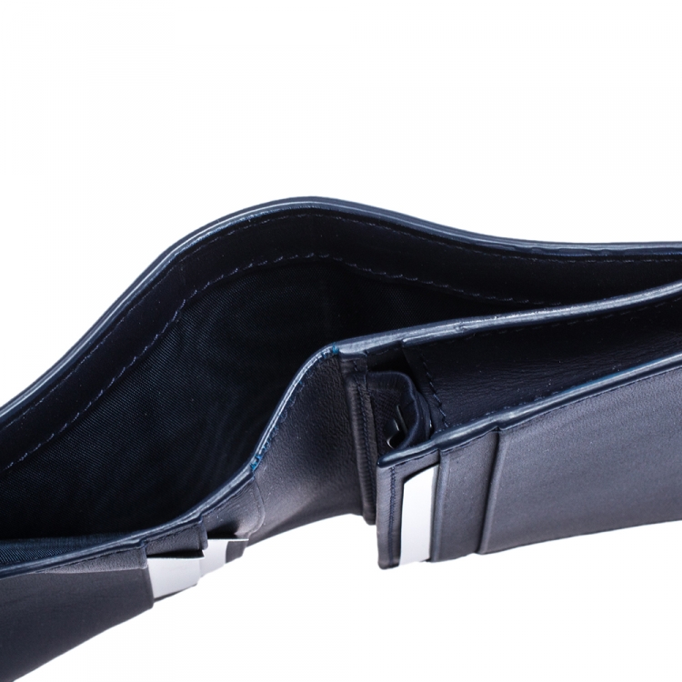 Pre Owned Dior Navy Blue Leather Saddle Wallet