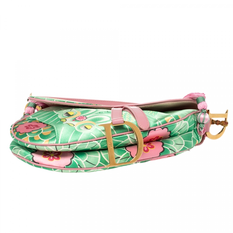 Pre Owned Dior Multicolor Printed Silk Limited Edition 0459 Koi Saddle Bag